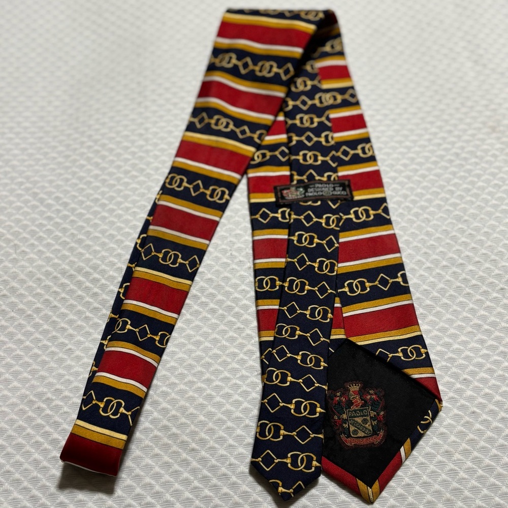 Gucci Red and Gold Chain Pattern Tie - Picture 6 of 10